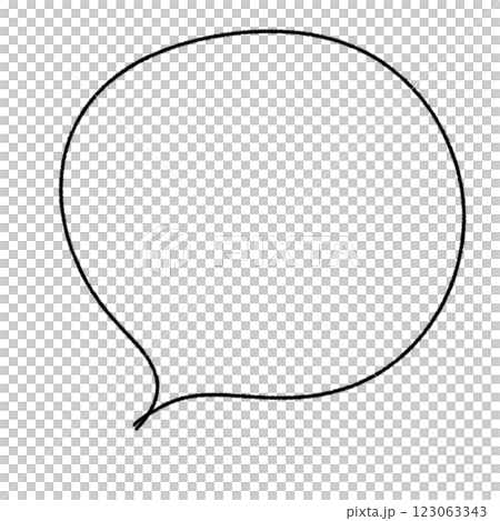 シンプルな手描きの吹き出し(PNGデータは塗り無し)(黒線画) 123063343