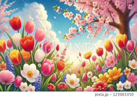 さまざまな春の花・春イメージ 123063350