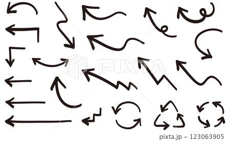手書きの色々な矢印セット　黒 123063905