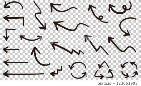 手書きの色々な矢印セット　黒 123063905