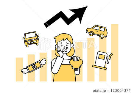 車関連の費用が増大するベクターイラスト 車関連の費用が増大するベクターイラスト 123064374