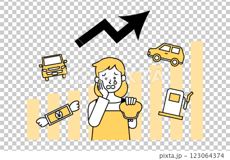 汽車相關費用增加的向量圖示 123064374