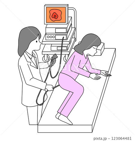 女性医師の大腸がん検査 123064481