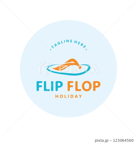 Flip Flop logo design style line art template illustration Flip Flop logo design style line art template illustration 123064560