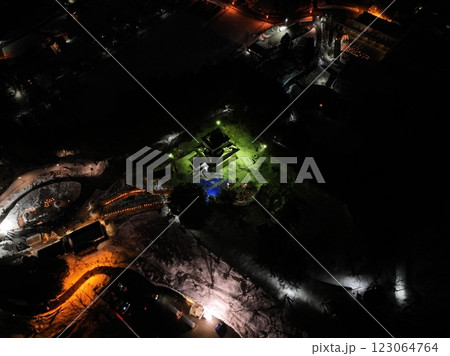 【空から見る秋田県横手・夜景】 横手城<Yokote Snow Festival> 【空から見る秋田県横手・夜景】 横手城<Yokote Snow Festival> 123064764