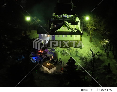 【空から見る秋田県横手・夜景】 横手城<Yokote Snow Festival> 【空から見る秋田県横手・夜景】 横手城<Yokote Snow Festival> 123064791