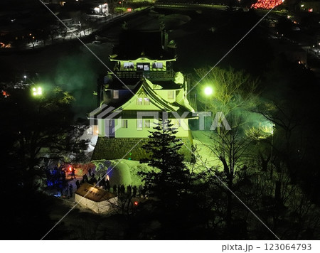 【空から見る秋田県横手・夜景】　横手城＜Yokote Snow Festival＞ 123064793