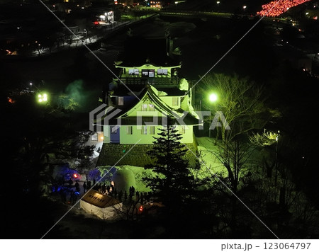 【空から見る秋田県横手・夜景】 横手城<Yokote Snow Festival> 【空から見る秋田県横手・夜景】 横手城<Yokote Snow Festival> 123064797