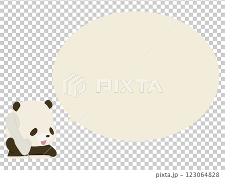Smiling panda making a phone call. With speech bubble Smiling panda making a phone call. With speech bubble 123064828