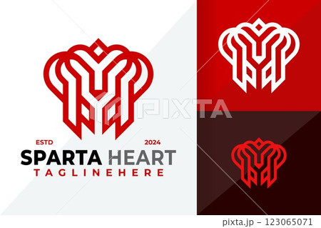 Letter M Spartan Heart Logo Icon Vector Design Illustration 123065071