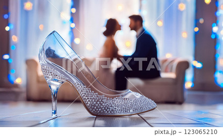 透明なガラスの靴と男女　　告白 123065210
