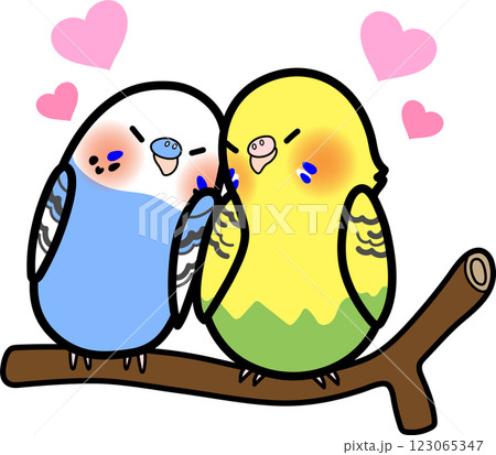 ハートと仲良しな小鳥たち 123065347