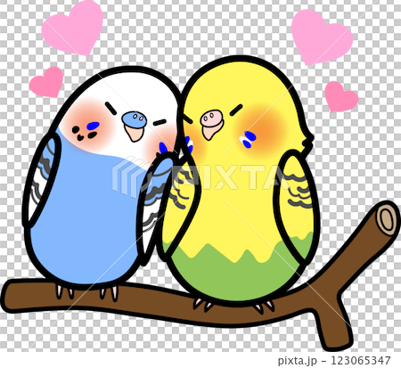 ハートと仲良しな小鳥たち 123065347