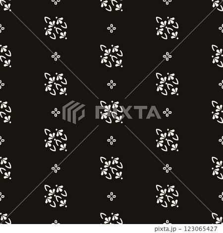 Vector ornamental seamless pattern, abstract monochrome linear texture, geometric figures, Elegant design for prints, decor, fabric, cloth. 123065427