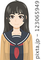 冬服のセーラー服の女子学生 123065949
