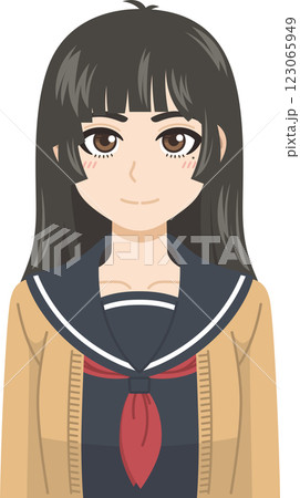 冬服のセーラー服の女子学生 123065949