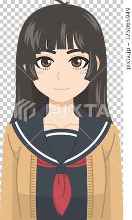冬服のセーラー服の女子学生 123065949