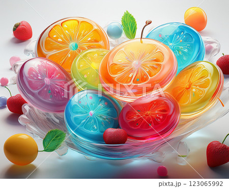 Lolly ice, Collection of various delicious fruit ice-cream. AI Generated. 123065992