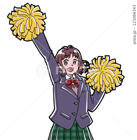 応援する学生のイラスト 123066343