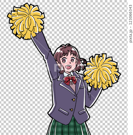 応援する学生のイラスト 123066343