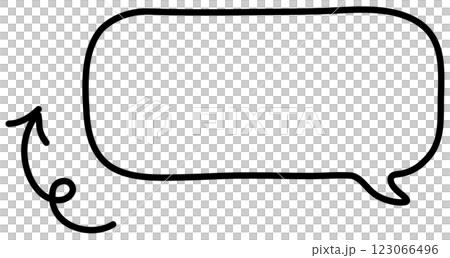 Black and white illustration of speech bubble and arrow Black and white illustration of speech bubble and arrow 123066496