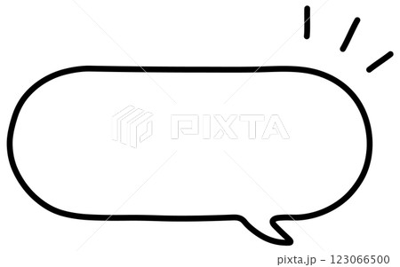 吹き出しと感情を表す三本線の白黒イラスト 123066500