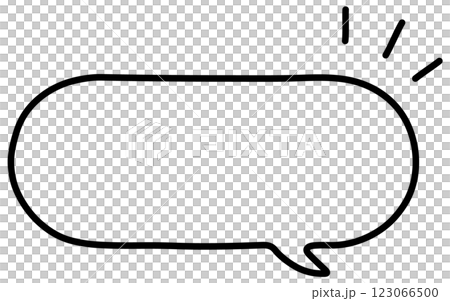 吹き出しと感情を表す三本線の白黒イラスト 123066500
