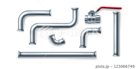 Plumbing 3d metal pipe elements set 123066749