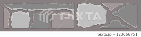 Paper cut edges set with torn irregular shapes Paper cut edges set with torn irregular shapes 123066751