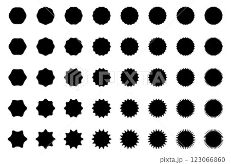なみなみの円のベクターイラスト素材　40種セット　文字背景　黒色　背景透過 123066860