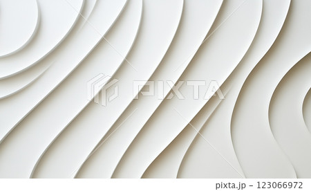 Minimalist White Wall with Wavy Parametric Patterns and Modern Texture 123066972