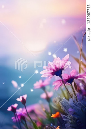 the AI Image Generator, Vibrant Pink Cosmos Flowers in Bloom With a Soft-Focus Natural 123067758