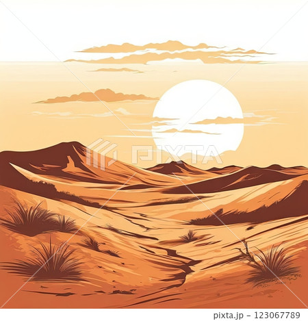 an AI Image Generator, Scenic View of Desert Sand Dunes Under Clear Sky an AI Image Generator, Scenic View of Desert Sand Dunes Under Clear Sky 123067789