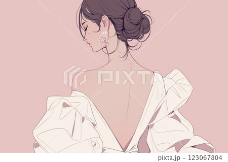 ドレスを着た後ろ姿の女性 123067804