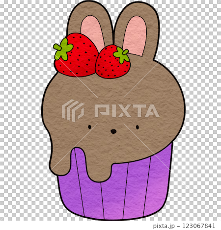 The illustration of a cupcake with bunny ears The illustration of a cupcake with bunny ears 123067841