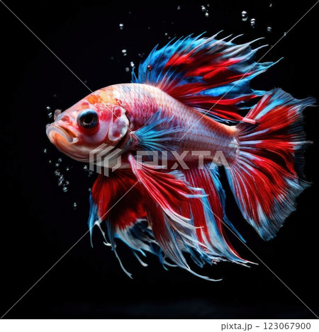 the AI Image Generator, Beautiful Blue Betta Fish Showcasing Graceful Fins the AI Image Generator, Beautiful Blue Betta Fish Showcasing Graceful Fins 123067900
