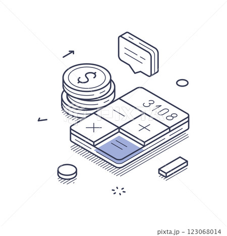 Online payment budget calculation using isometric line art design for financial management Online payment budget calculation using isometric line art design for financial management 123068014