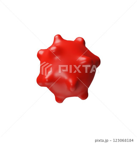 Virus 3D vector icon, cartoon red bacterium molecule, viral or germ cell, volume COVID or influenza infection, pathogen 123068184