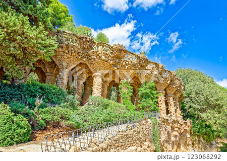 Barcelona. Gorgeous and amazing Park Guel . Barcelona. Gorgeous and amazing Park Guel . 123068292