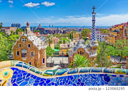 Barcelona. Gorgeous and amazing Park Guel . 123068295