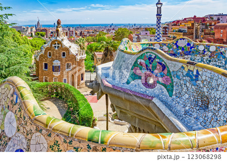 Barcelona. Gorgeous and amazing Park Guel . 123068298