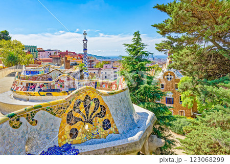 Barcelona. Gorgeous and amazing Park Guel . 123068299
