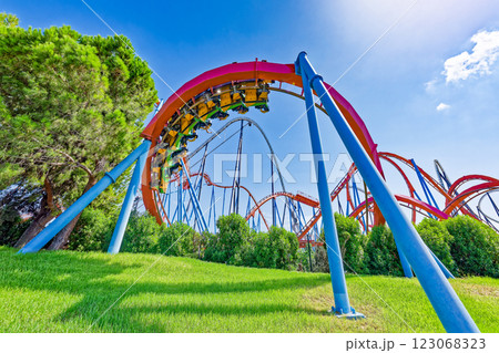 Roller Coaster in funny amusement park. 123068323