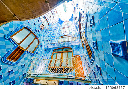 Interior and inner chambers Gaudi's creation- House Casa Batllo. 123068357