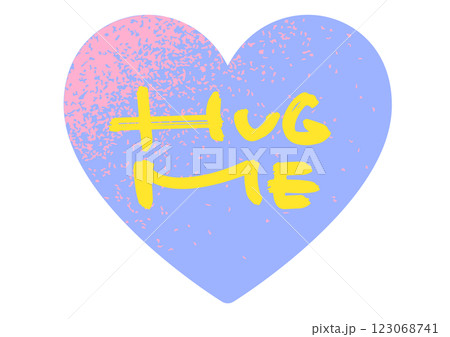 元気なハートのメッセージ「hug me」。メゾティント風フレーム。 123068741
