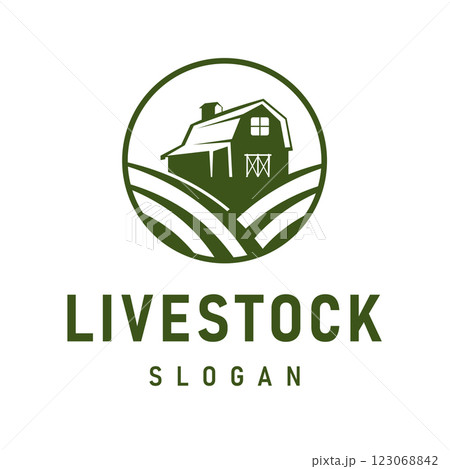 Farm Logo Design featuring Barn Elements with Retro Vintage Style, This design is suitable for branding Farm, Agriculture, Organic Products businesses. 123068842