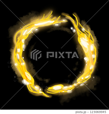Neon Frame Gold with White Light Flashes, Illustration Template for Web and Print Use 123069945