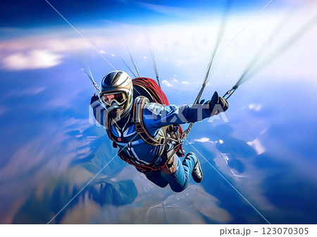 スカイダイビングをする人の3dイラスト 123070305