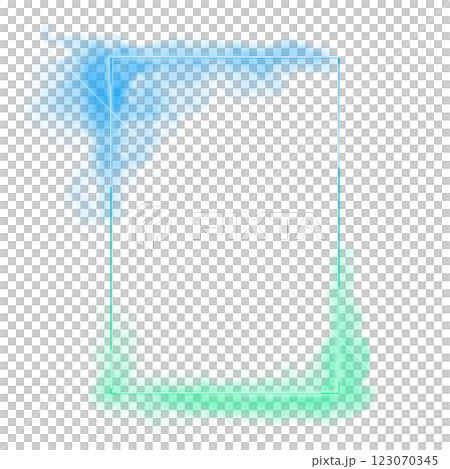 Neon Rectangle Frame with Gradient Green and Blue, with Fog, Illustration Template for Web and Print Use 123070345