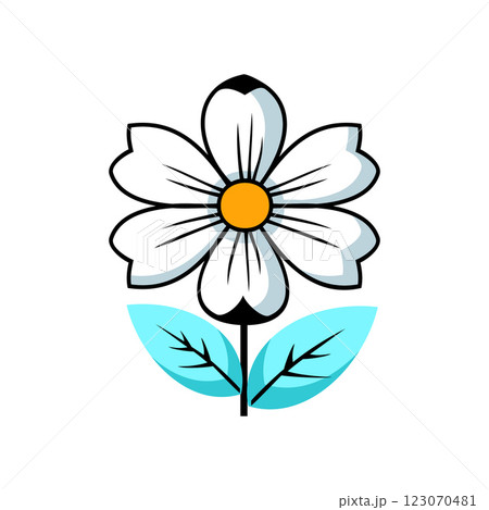 icon sticker realistic design on paper flower 123070481